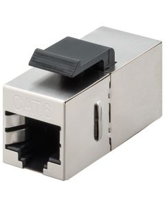 CAT 6 2 x RJ45 modular couple, STP-skärmad, grå-svart,