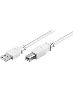 USB-A 2.0 till USB-B datakabel, vit, 1m  
