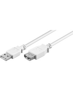USB 2,0 Hi-Speed förlängningssladd, vit, 1,8 m