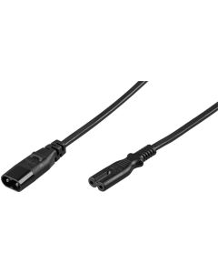 Förlängningssladd C7/C8, 2 m, svart