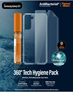 PanzerGlass Samsung Galaxy S21 Hygiene Pack (plastfolie, ClearCase, 30 ml Spray)