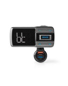 Nedis FM-sändare till bilen Bluetooth®, Basförstärkning, MicroSD-kortplats, Handsfree-samtal, Röststyrning, 30 A/24 A