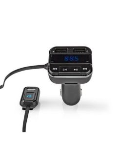 Nedis FM-sändare till bilen, Bluetooth®, Professionell mikrofon, Störreducering, MicroSD-kortplats, Handsfree-samtal, Röststyrning, 2 x USB