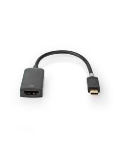 Nedis USB-adapter, USB 3.2 Gen 1, USB Typ-C Hane till HDMI Hona, 0,20 m, Rund, Guldpläterad, PVC, Antracit Fönsterförpackning med Euro-lås