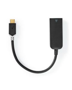 Nedis USB-adapter, USB 3.2 Gen 1, USB Type-C Hane till RJ45 Hona, 1000 Mbps, 0.20 m, Rund, Guldpläterad, PVC, Antracit Fönsterförpackning med Euro-lås