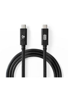 Nedis USB-kabel, USB Type-C Hane till USB Type-C Hane, Nickelpläterad, 1.00 m, Rund, PVC, Svart, Fönsterförpackning