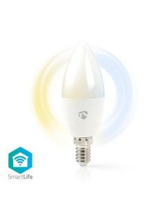 Nedis SmartLife Lampa, E14, 350 lm, 5 W, Dimbar, Vit/Kallvitt/Varmvitt 2700 - 6500 K, A+, Android & iOS, Wi-Fi, Diameter: 37 mm, Ljusstake