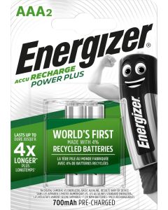 Energizer Recharge Power Plus AAA/HR03 700 mAh Batterier - 2 st.