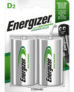 Energizer Recharge Power Plus D / NH50 2500mAh Batterier (2 Stk. Förpackning)