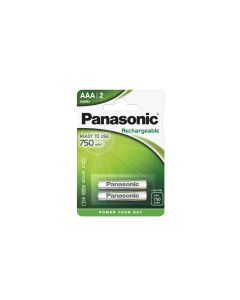 Panasonic Uppladdningsbara AAA, NiMH, 750 mAh, 2st
