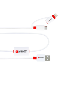 Skross Buzz / Larmkabel 2-i-1 USB till Micro USB & Lightning