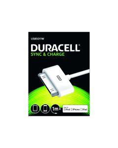 Duracell USB till 30-pin iPhone-kabel, 1 meter (Vit)