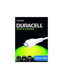 Duracell Micro USB laddnings- och datakabel, Vit 1 m