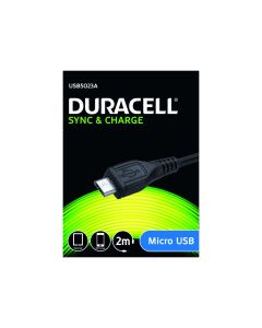 Duracell USB till Micro USB-Kabel, 2 meter (Svart)