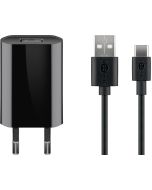 Goobay USB-C laddare (1A) med USB-C kabel 1m svart