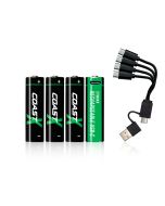 Coast AA 1.5V USB-C uppladdningsbara batterier 2400 mAh  (4 st) inkl. laddningskabel