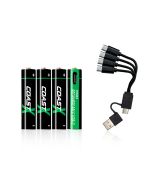 Coast AAA 1.5V USB-C uppladdningsbara batterier 750 mAh (4 st) inkl. laddningskabel