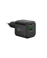 USB-C PD GaN Dubbel snabbladdare 20W (USB-A/USB-C), svart