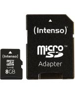 Intenso® 8 GB Micro SD-minneskort Klass 10 Inkl. adapter