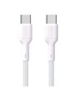 Dudao L9C USB-C till USB-C ladd- och datakabel, textil, vit, 1m