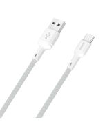 Dudao L9T USB-A 2.0 till USB-C ladd- och datakabel, textil, vit, 1m