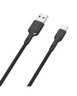 Dudao L9T USB-A 2.0 till USB-C ladd- och datakabel, textil, svart, 1m