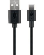 USB-A 2.0 till USB-C ladd- och datakabel, svart, 3m  