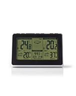 Nedis trådlös väderstation med sensor och väckarklocka, svart/silver