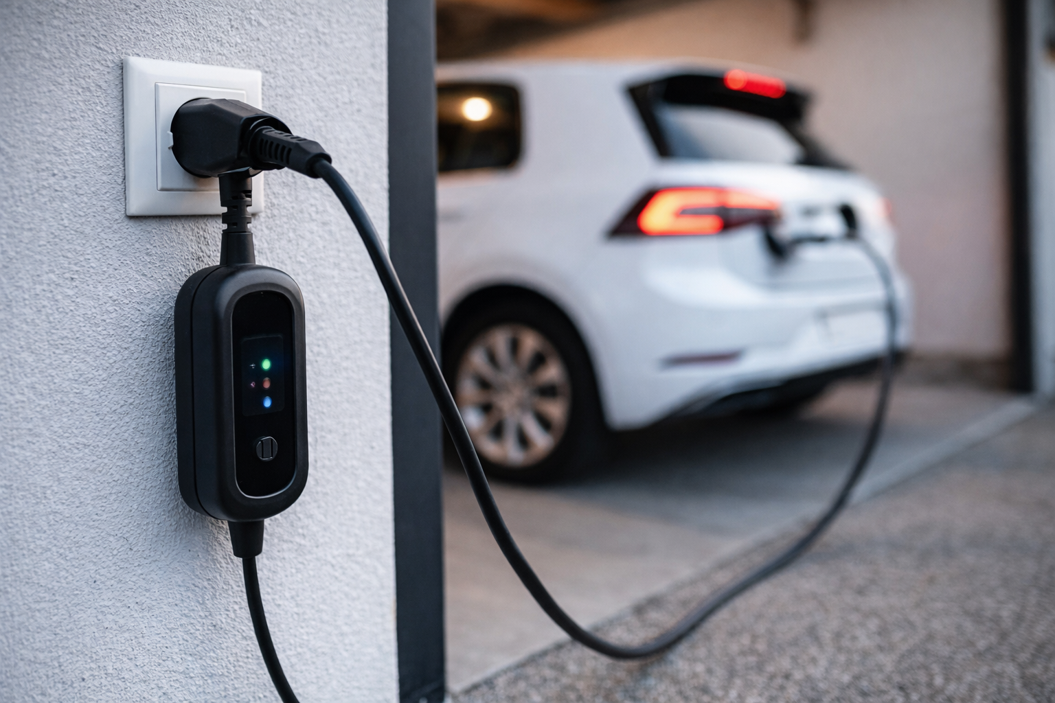 Nödladdare till elbil i vägguttag
